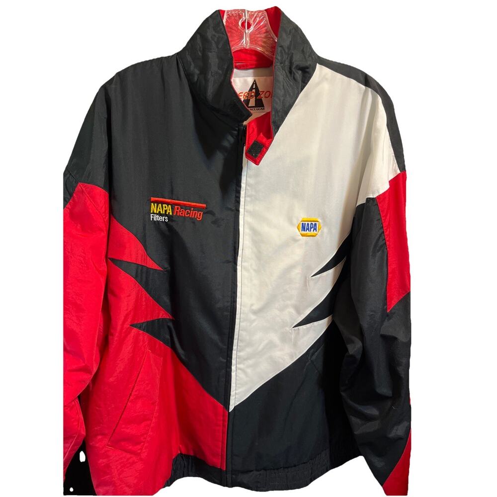 Speed Zone VTG Windbreaker Men L Jacket Red Black Shark Tooth Napa Racing Filter